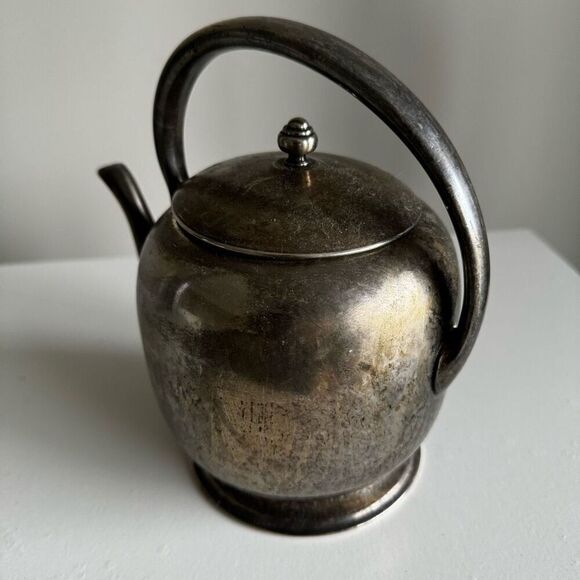 Forbes Silver Co. Vintage Silver Toned Tarnished Teapot - Picture 2 of 9